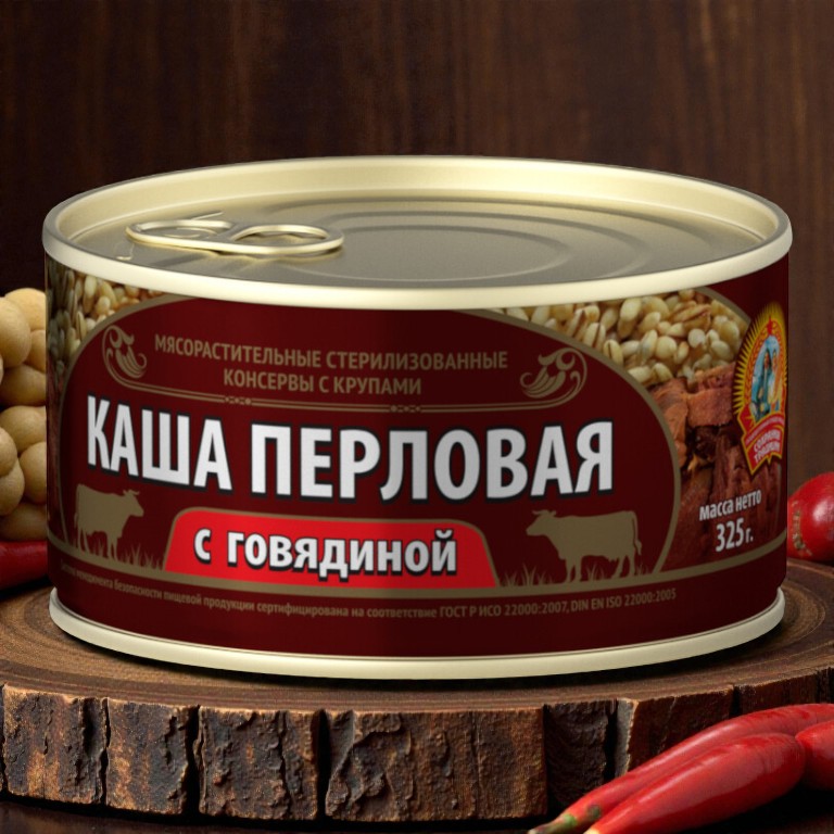 Каша перловая с говядиной (б.325г) ГОСТ Волжский МК