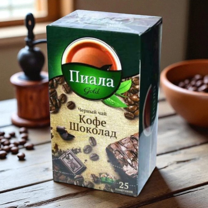 Чай “Пиала Голд” черный с ароматом кофе и шоколада 200 г