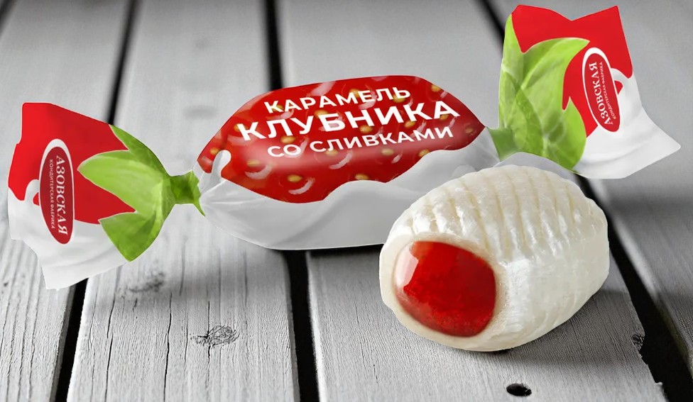 Карамель Клубника со сливками 1,0 кг