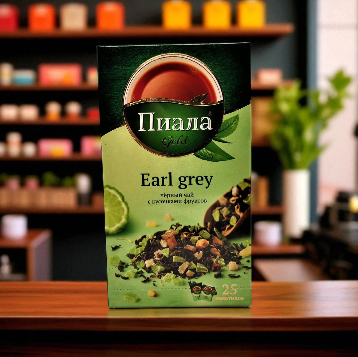 Чай “Пиала Gold” черный Earl Grey с кус. фруктов 25х1,5г