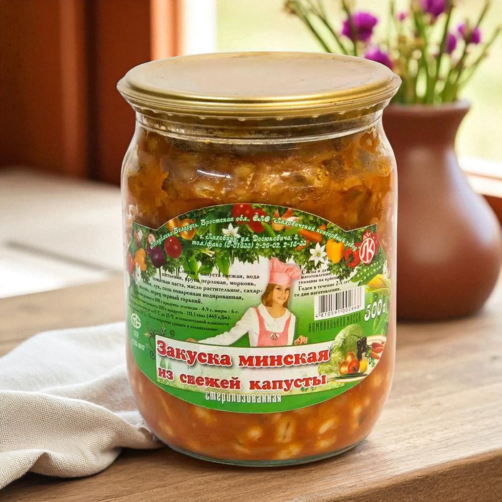 Закуска “Минская” из св.капусты 500г ст/б