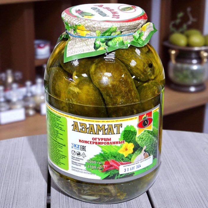 Огурцы консервированные Азамат 2,0л ст/б