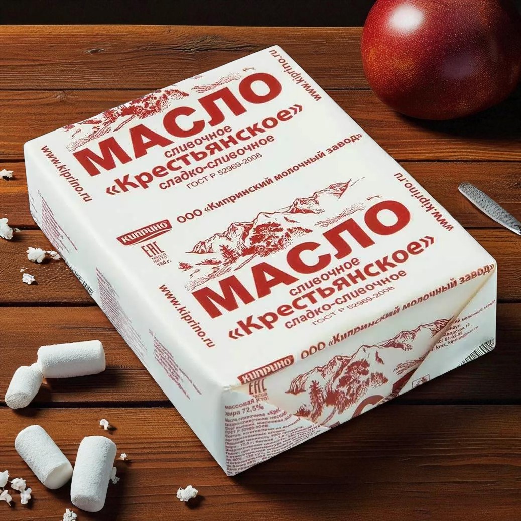 Масло сладко-сливочное “Крестьянское” 72,5%