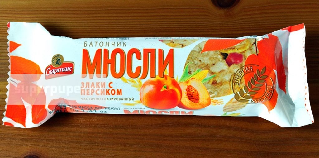 Батончик-мюсли “СПАРТАК” Злаки с персиком глазир. 35г