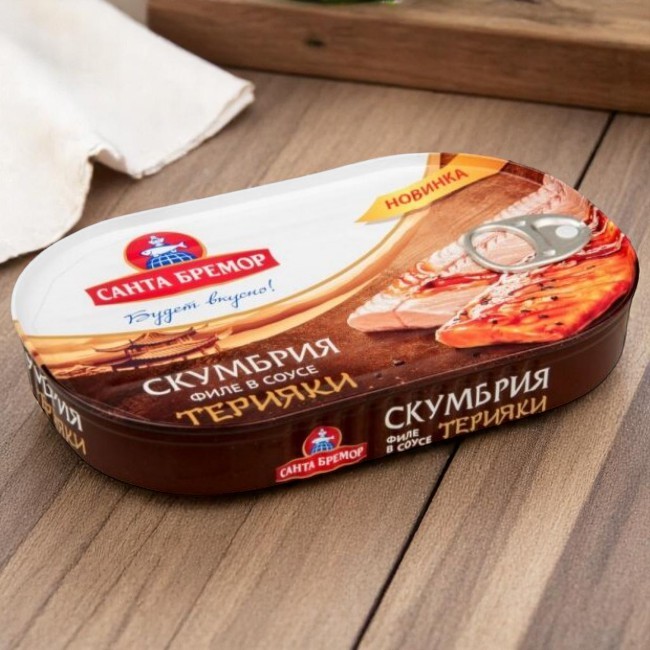 Скумбрия атлант. филе в соусе терияки “Санта Бремор” 175г