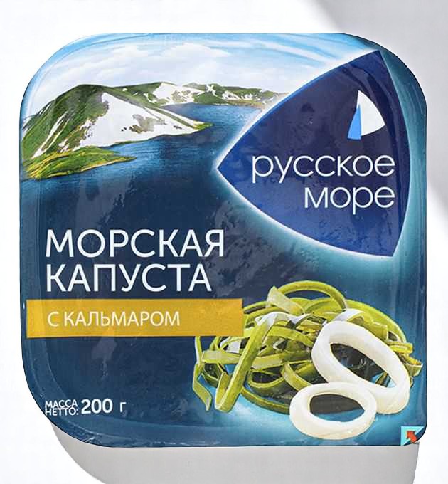 Капуста морская марин. “Русское море” с кусочками кальмара 200г