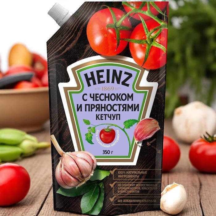 Кетчуп HEINZ с чесноком и пряностями 350гр