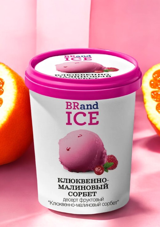Мороженое  BRandICE 500мл сорбет клюквенно-малиновый  300 гр