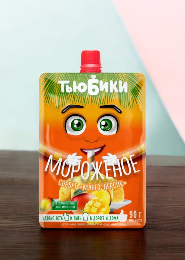 Мороженое Десерт взбитый “Сорбет “Манго Персик”  90 гр.