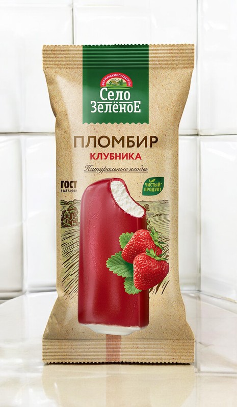 Эскимо (52) Пломбир Клубничный а клуб.гл. 15% 70 гр