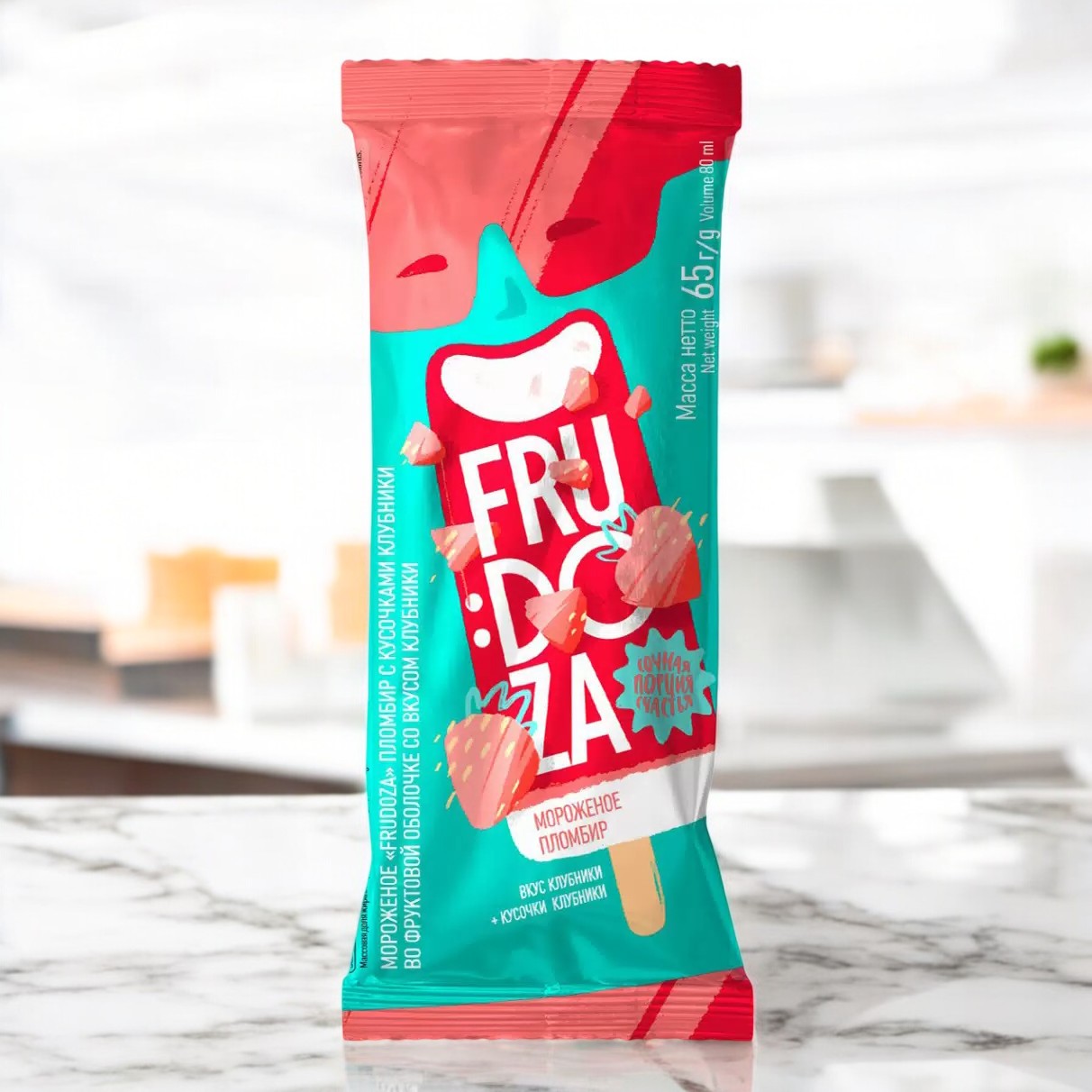 Эскимо (153) “Frudoza ” пломбир во фрукт. оболоч. со вкусом Клубники 65 гр