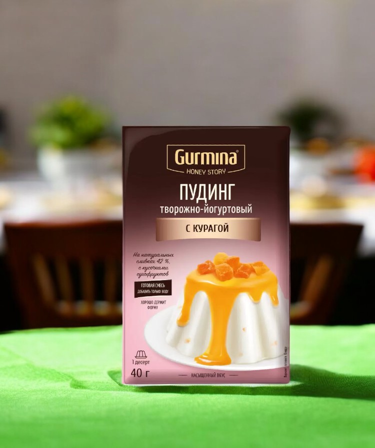 Пудинг творожно-йогуртовый с курагой “Gurmina”, РБ 40г