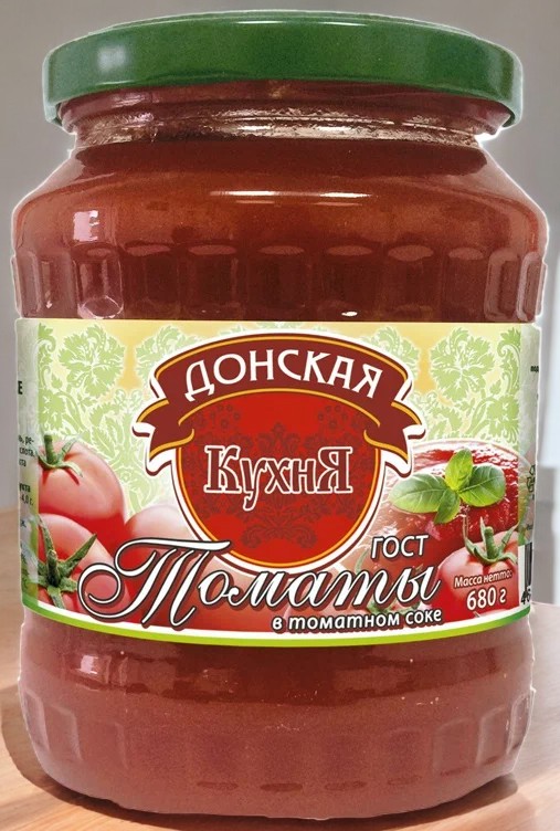 ТОМАТЫ Донская КУХНЯ в том.соке (стекло 680 гр.)
