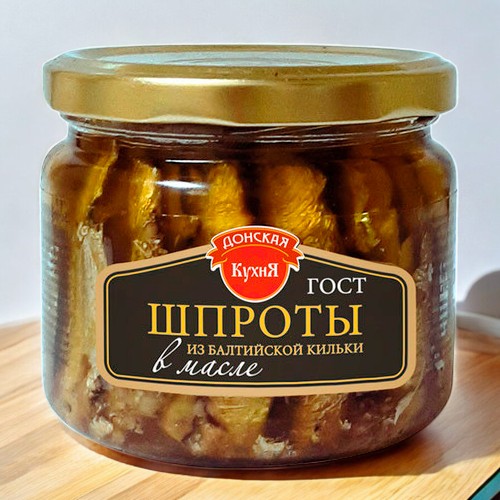 Стекло ШПРОТЫ из балтийской кильки в масле 270 гр.СТЕКЛО “Донская кухня”