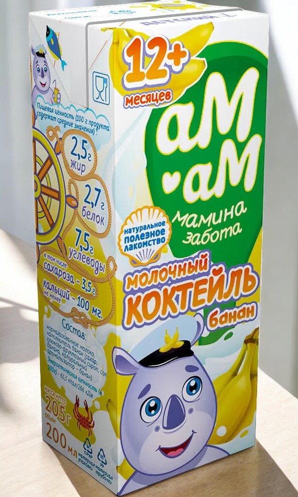 Коктейль Банан аМ аМ мол для детей с 12 мес.3,2% 205г т/пак
