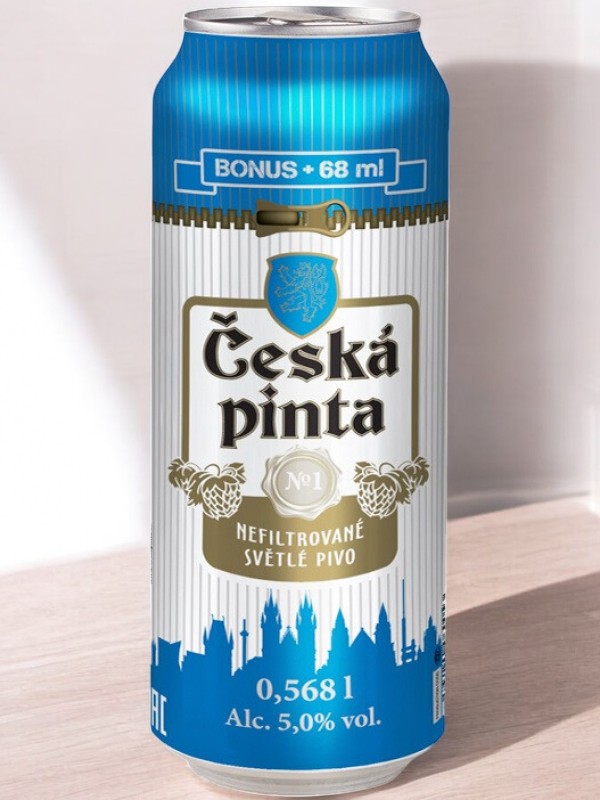 ЧЕШСКА Пинта НЕФИЛЬТРОВАННОЕ пиво светлое ж/б 0,568л