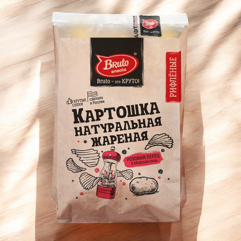 БРУТО Крафт 120гр * Картошка Рифленая с розовым перцем
