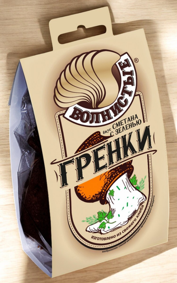 Гренки “ВОЛНИСТЫЕ” 75гр *со вкусом СМЕТАНЫ с зеленью