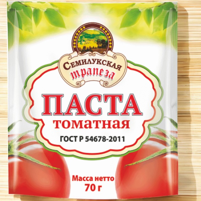 Семилукская трапеза Томатная паста 25% дой-пак 70г
