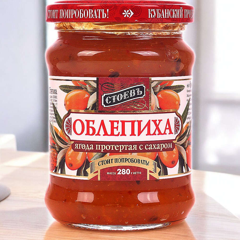 Стоевъ  Протертая ОБЛЕПИХА с сахаром ст. 280г