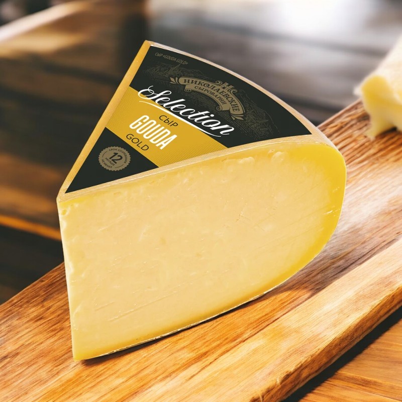 Сыр Gouda Gold м.д.ж. в с.в. 45,0% сектор весовой 1кг Сыры Кубани