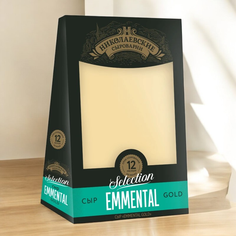Сыр Emmental Gold м.д.ж. в с.в. 45,0%1/4 цилиндра весовой 1кг Сыры Кубани