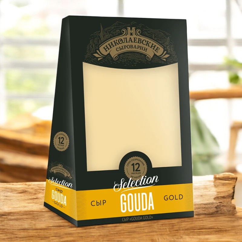 Сыр Gouda Gold м.д.ж. в с.в. 45,0% 1/4 цилиндра весовой 1кг Сыры Кубани