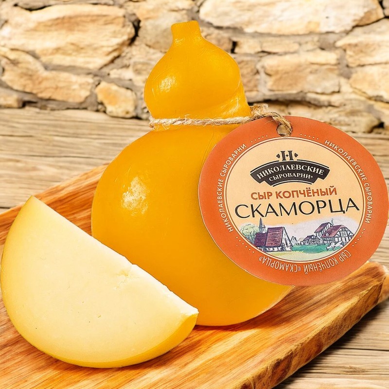 Сыр копченый Скаморца МДЖ в СВ 40% 1 кг Сыры Кубани