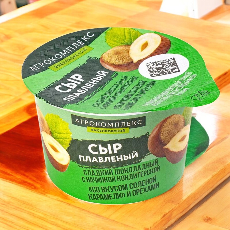 Сыр плав.слад. шокол.с начин.кондит.«со вкусом Соленой карамели и орехами.м.д.ж.30%(0,08кг)ММЗ [м]