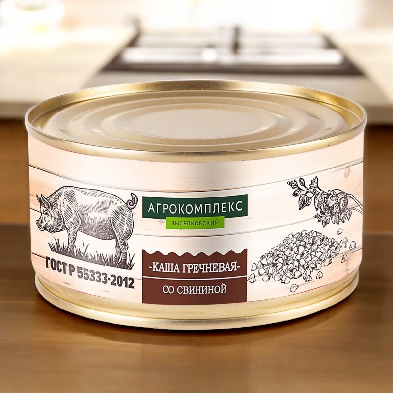 Каша гречневая со свининой консер.мясораст.325 гр ж/б