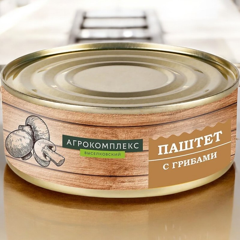 Паштет с грибами.Консервы мясораст.паштетные с субпрод.ЦБстерилиз.0,225 кг