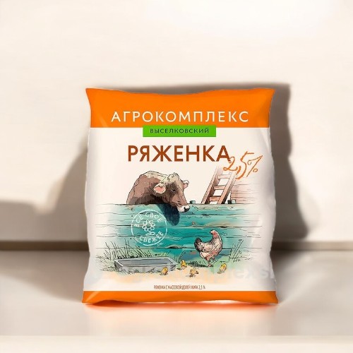 Ряженка с м.д.ж.2,5 % пюр-пак 450 г