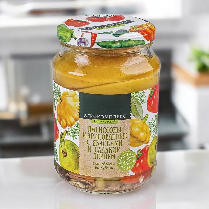 Патиссоны маринованные с яблоками и сладким перцем 720 гр