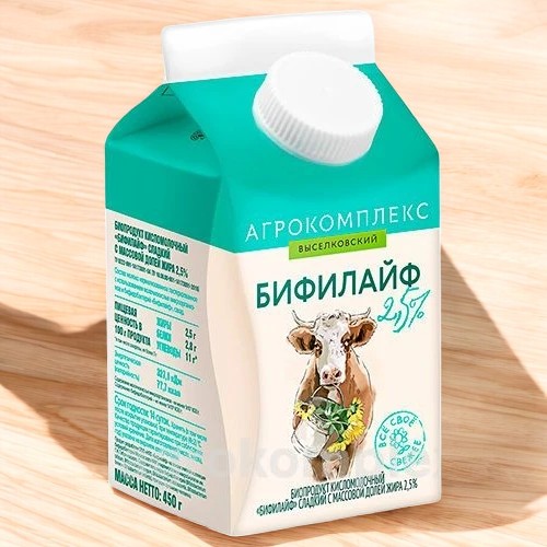 Биопродукт кисломолоч.”Бифилайф” слад.с м.д.ж.2,5% 450 г пюр-пак