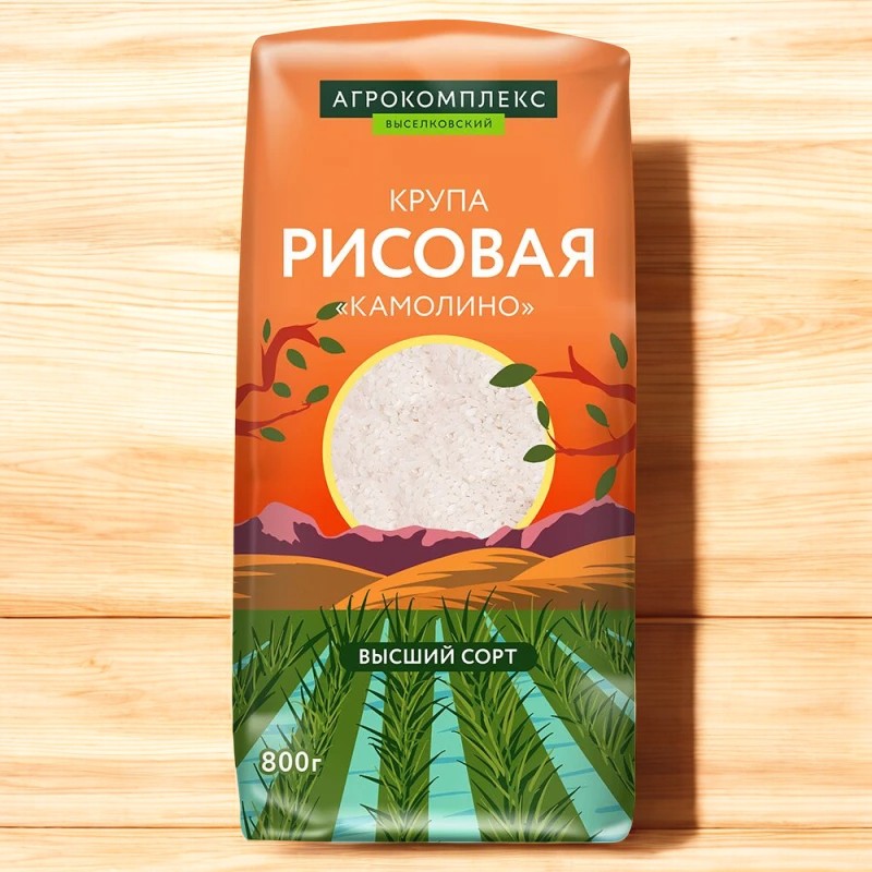 Крупа рисовая:”Камолино” 1С (Анг.эл.) 0,8 кг