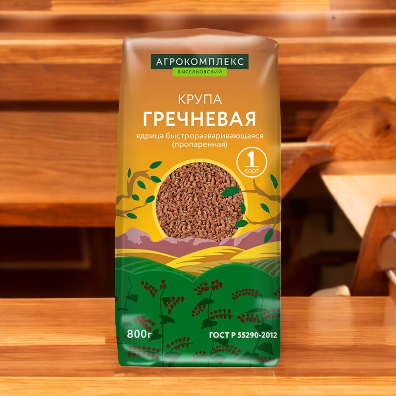 Крупа гречневая быстроразваривающаяся ядрица 1 сорт 0.8 кг (Англ.эл)