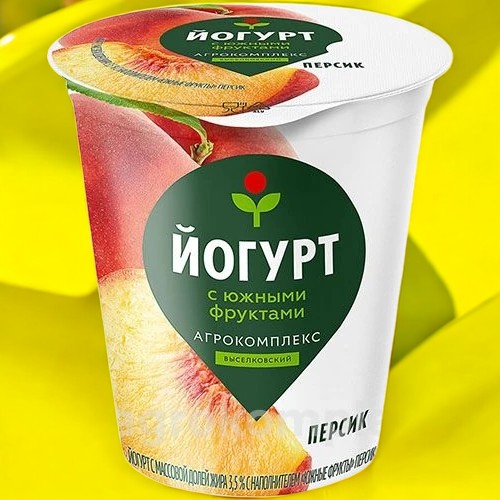 Йогурт с м.д.ж.3,5% с наполнителем “Южные фрукты” Персик, стакан 300г