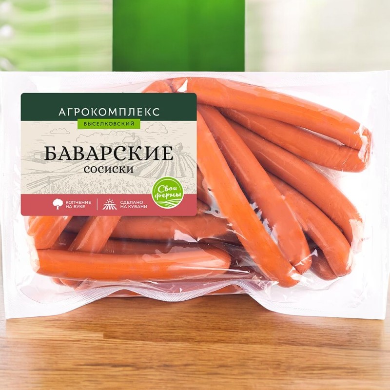 Сосиски Баварские 0,36 кг МГА прод.мясн.колбас.издел.варен.охл.