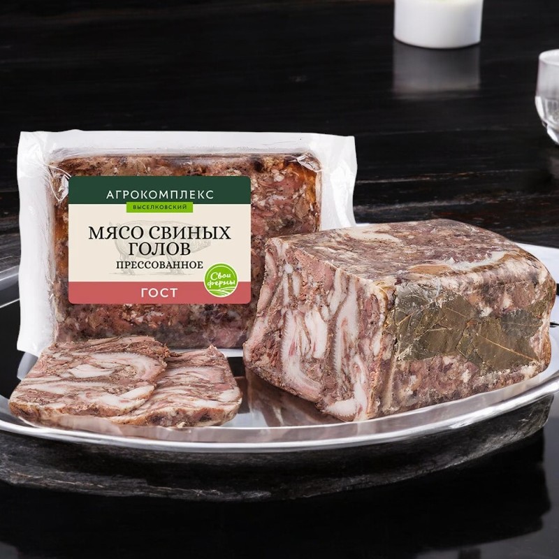 Мясо свиных голов прессованное пр.мясной вар.из свин.кат В 1кг