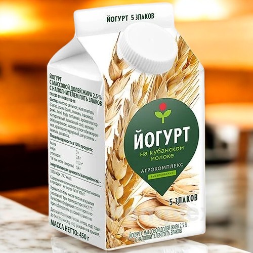 Йогурт с м.д.ж. 2,5% с наполнителем Пять злаков, Пюр-Пак 450г