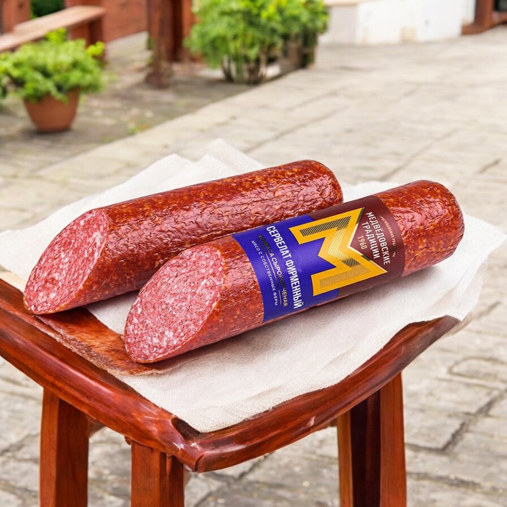 Брусничная колбаса с/к полусух.прод.мясн.колб.изд.(в порцион.нарез.упак.под вакуум)  0,2кг ООО “ММК”