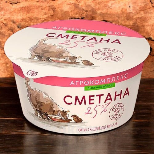 Сметана с м.д.ж. 25 % стакан 180 гр
