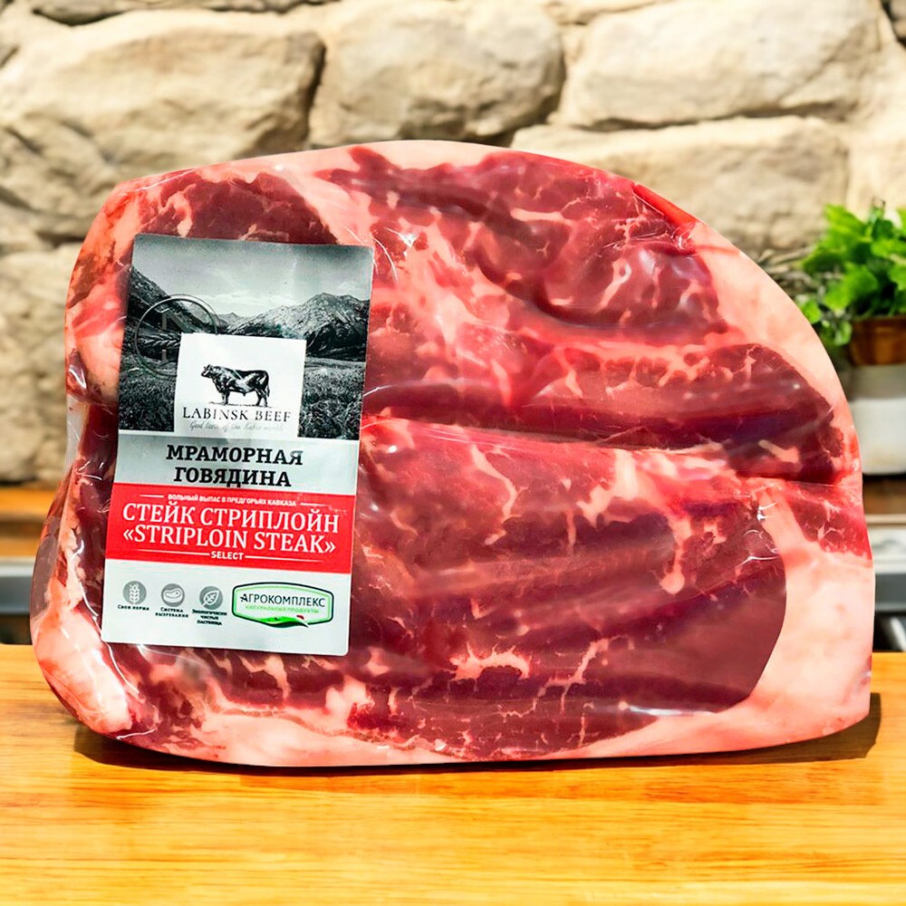 П/ф.мяс.из выс.гов.порц.б/к.кат.А охл.стейк Стриплойн”Striploin steak”Вак.уп.1кг