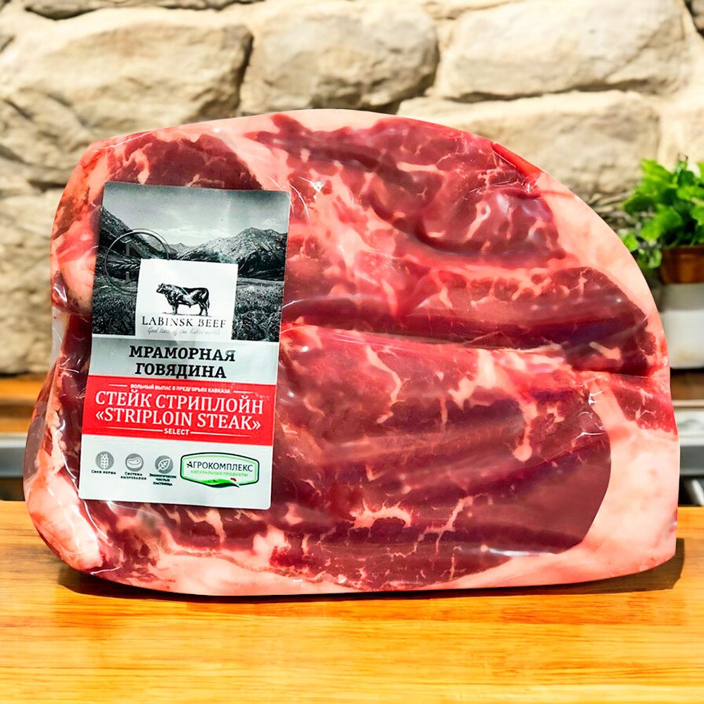 П/ф мяс.из гов.порц.б/к кат.А стейк Стриплойн”Striploin steak”зам.в/у(из мяса кор.)1 кг