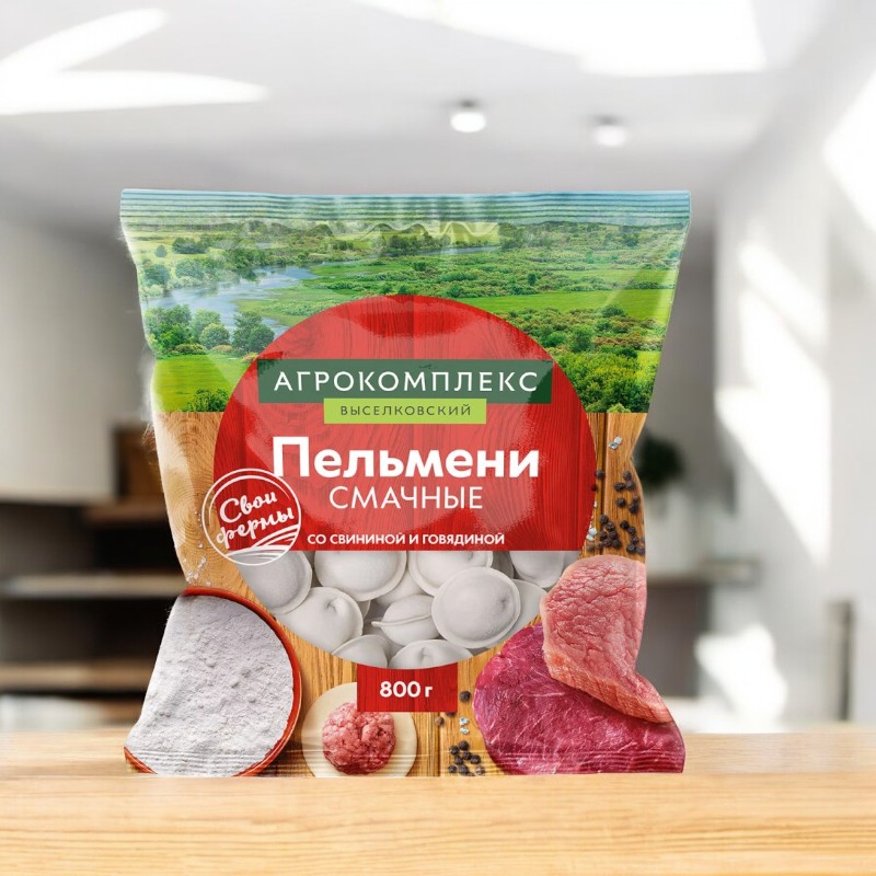 Пельмени “Смачные” п/ф мясосодержащий в тесте, зам (фас 0,8 кг г/я) Дружба Народов