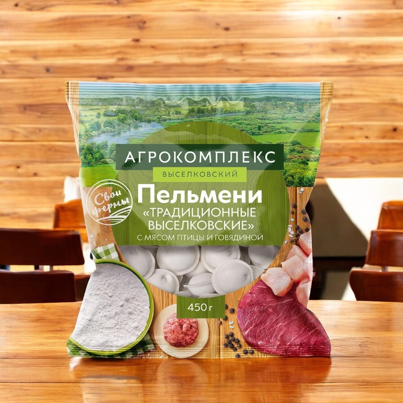 Пельмени «Традиционные Выселковские» п/ф из мяса ц/б рубленые в тесте зам. 450 г