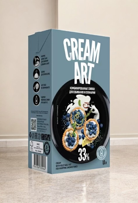 Крем “CREAMART” на растительных маслах ультрапастеризованный 33% 1л 1*12(864)