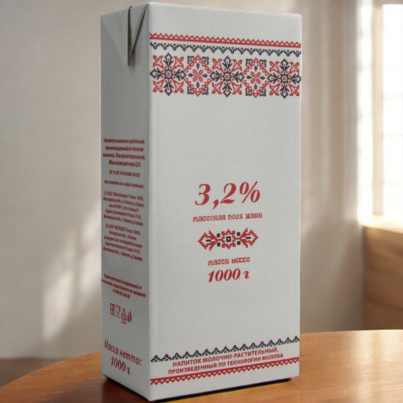 Напиток молочно-растительный “Кружева” ультрапастеризованный 3,2% ТБА Б/К 973мл(1000г)