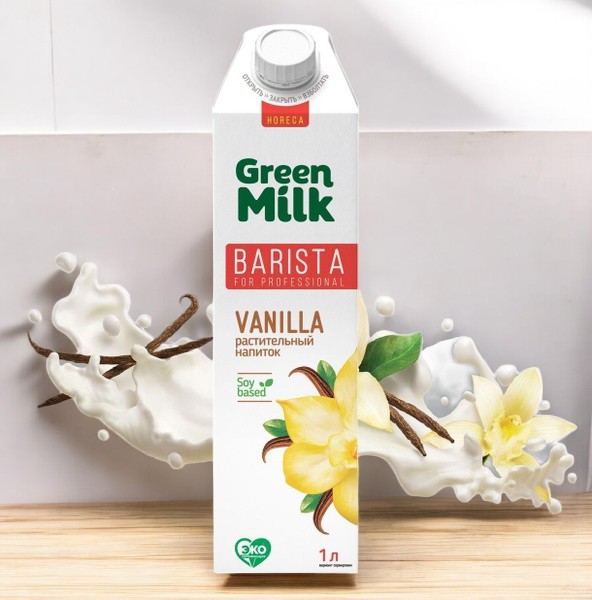 Напиток “GreenMilk Barista” ВАНИЛЬ на соевой основе ТБА С/К 1л