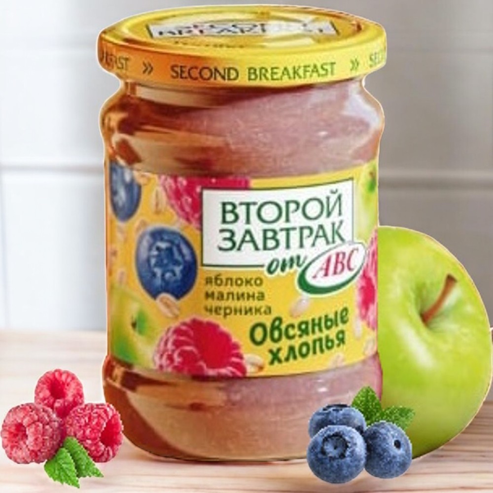 Десерт фруктовый “Второй завтрак” из яблок, малины и черники с овсяными хлопьями 250 г